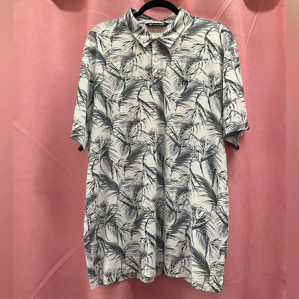 NWOT Travis Mathew Golf Polo Palm Tree Print Sz XXL - Picture 1 of 3
